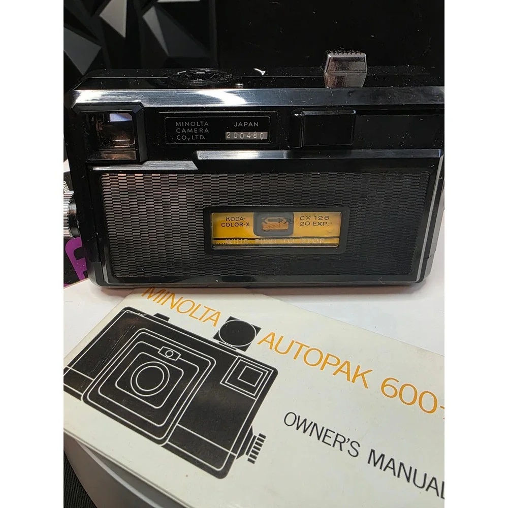 Minolta Autopak 600-X 126 Film Camera Rokkor 38mm 2.8 Lens Case Manual 200480